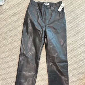 NWT AGOLDE '90S PINCH WAIST LEATHER PANTS Taupe Size 26